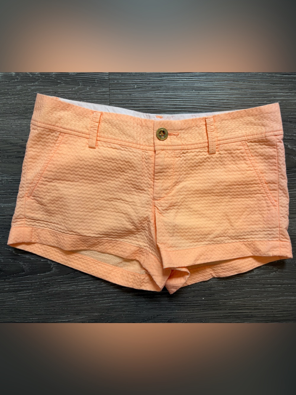 Lilly Pulitzer Peach Wave-Textured Cotton Blend Shorts